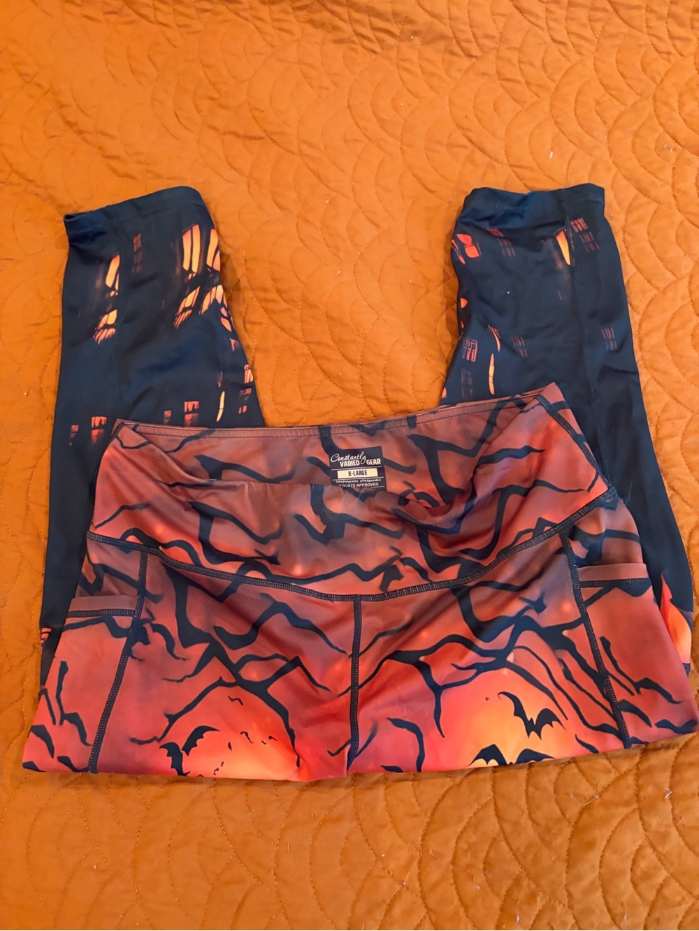 Constantly Varied Gear Orange & Black Abstract Athletic Leggings